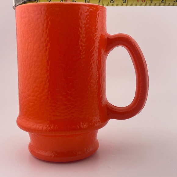 Vintage, Tall, Textured Milk Glass, Coffee Mug, Mottled Orange by Hazel Atlas - Picture 8 of 8